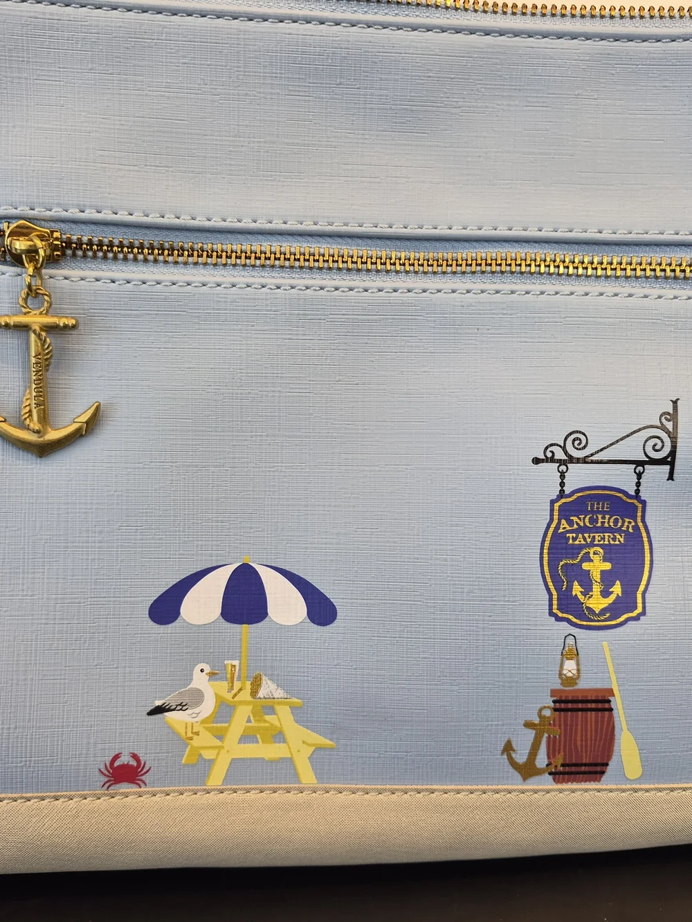 NEW VENDULA LONDON The Anchor Tavern Light Blue Decorative Crossbody Bag